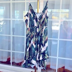 Tropical faux wrap dress